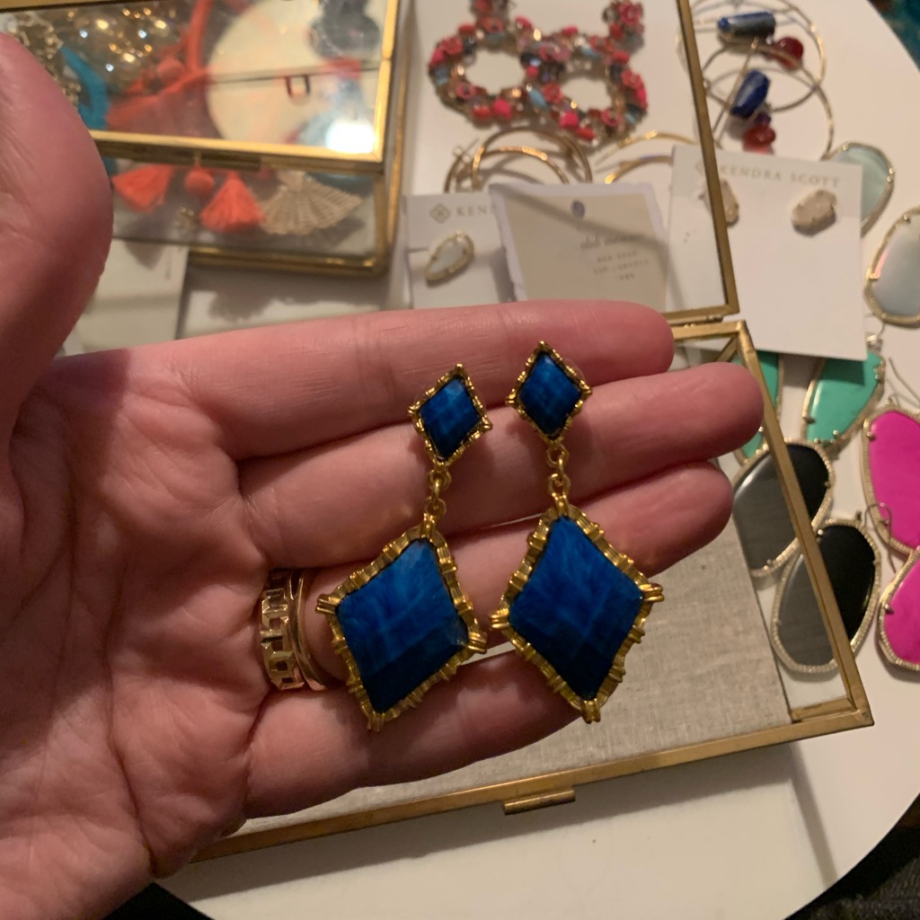 Blue + Gold Costume Earrings